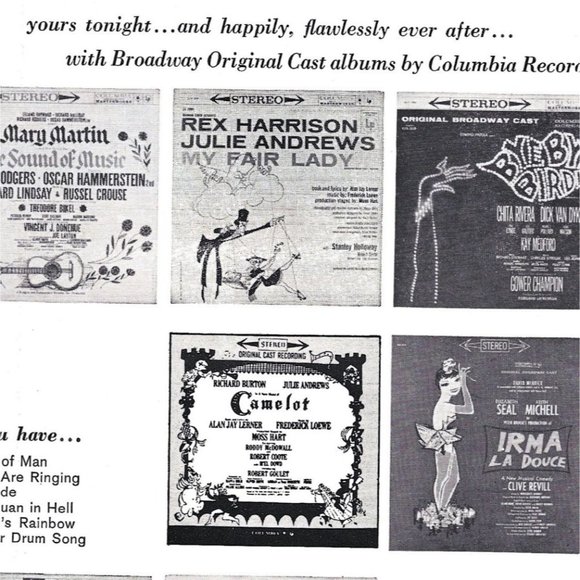 Sound of Broadway Columbia Records Ad West Side Story 1960s Vintage Print 9 in - Picture 2 of 2